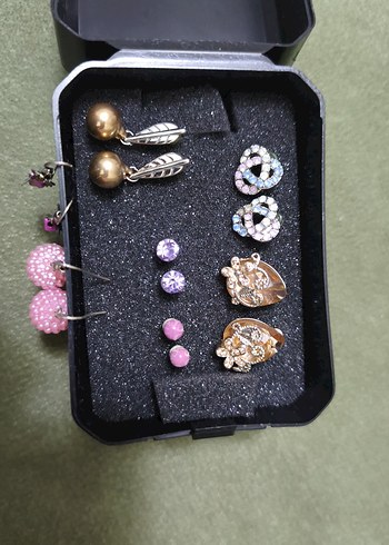 Renkli Boncuklu Renkli Taşlı  Kadın Küpeler Seti - Görsel 4