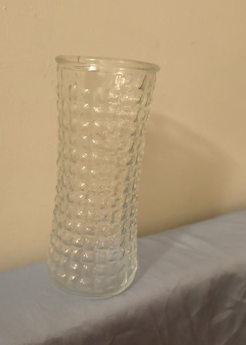 Beyaz Şeffaf Desenli Cam Vazo - Görsel 2