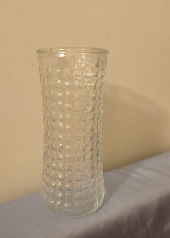 Beyaz Şeffaf Desenli Cam Vazo - Görsel 3