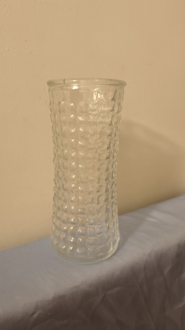 Beyaz Şeffaf Desenli Cam Vazo - Görsel 4