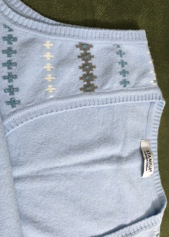 Stamina Nakışlı Mavi Bohem Kadın Süveter - Görsel 8