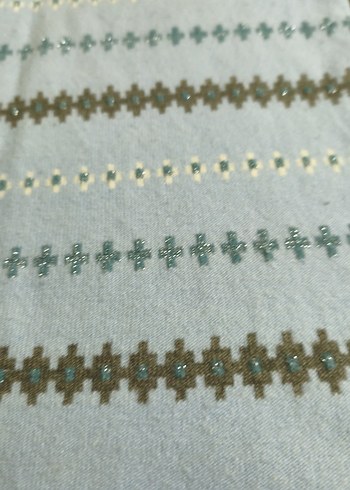 Stamina Nakışlı Mavi Bohem Kadın Süveter - Görsel 9