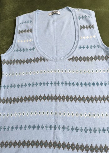 Stamina Nakışlı Mavi Bohem Kadın Süveter - Görsel 3