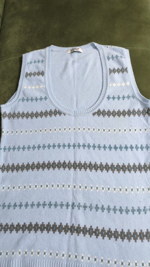 Stamina Nakışlı Mavi Bohem Kadın Süveter - Görsel 2