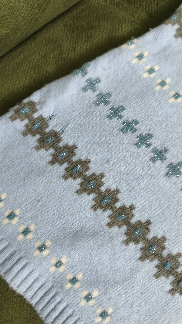 Stamina Nakışlı Mavi Bohem Kadın Süveter - Görsel 4