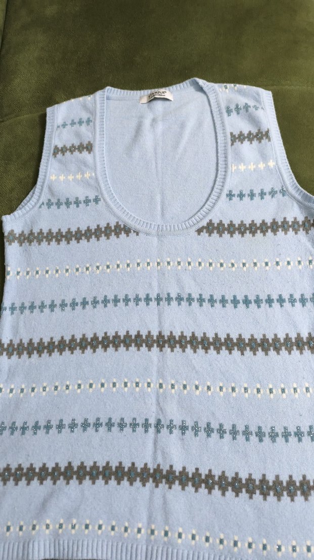 Stamina Nakışlı Mavi Bohem Kadın Süveter - Görsel 3