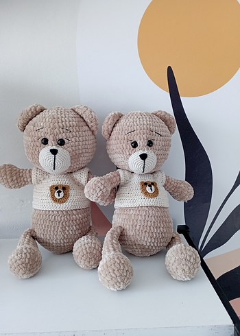 Bej Örgü Kazaklı Peluş Ayıcık - Görsel 3