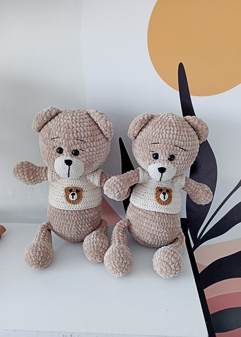 Bej Örgü Kazaklı Peluş Ayıcık - Görsel 4