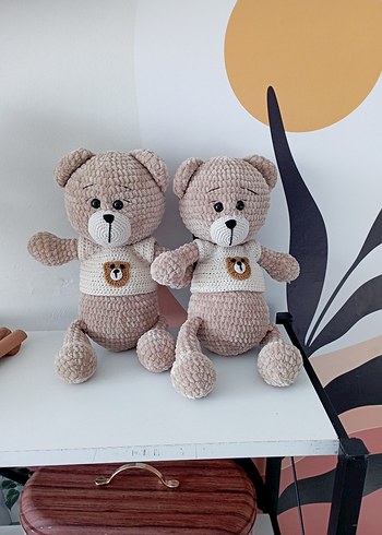 Bej Örgü Kazaklı Peluş Ayıcık - Görsel 2