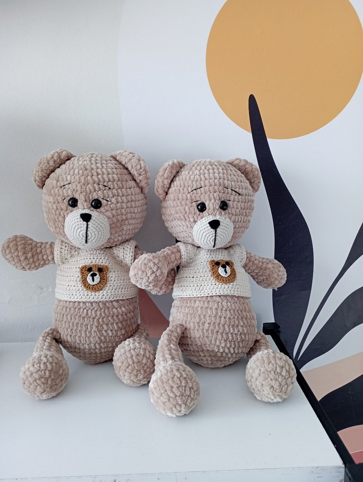 Bej Örgü Kazaklı Peluş Ayıcık - Görsel 3