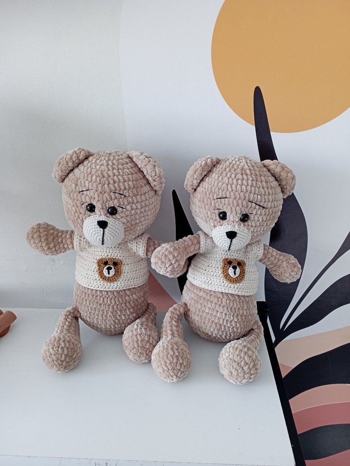 Bej Örgü Kazaklı Peluş Ayıcık - Görsel 4