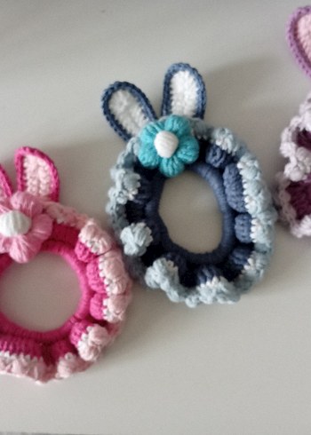 Bohem Renkli Örgü Lastik Toka - Görsel 3