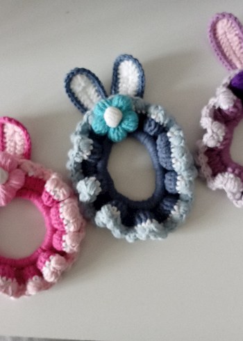 Bohem Renkli Örgü Lastik Toka - Görsel 4