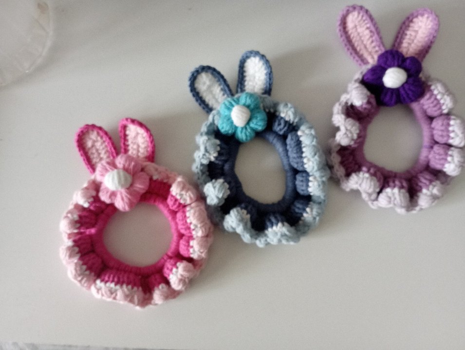 Bohem Renkli Örgü Lastik Toka - Görsel 3