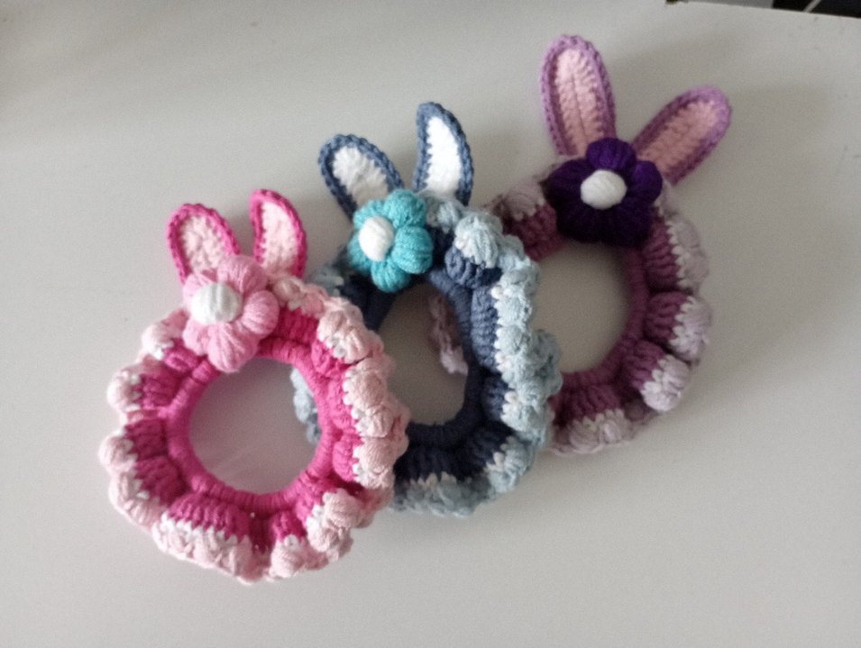 Bohem Renkli Örgü Lastik Toka - Görsel 2