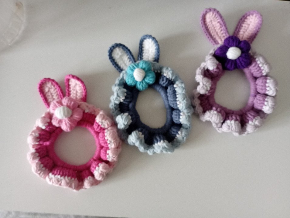 Bohem Renkli Örgü Lastik Toka - Görsel 4