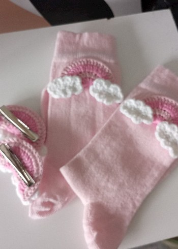 Pembe Nakışlı Örgü Çocuk Saç Aksesuarları - Görsel 3