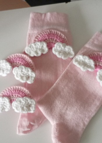 Pembe Nakışlı Örgü Çocuk Saç Aksesuarları - Görsel 5