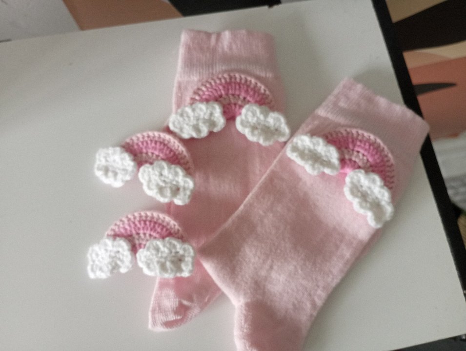 Pembe Nakışlı Örgü Çocuk Saç Aksesuarları - Görsel 5