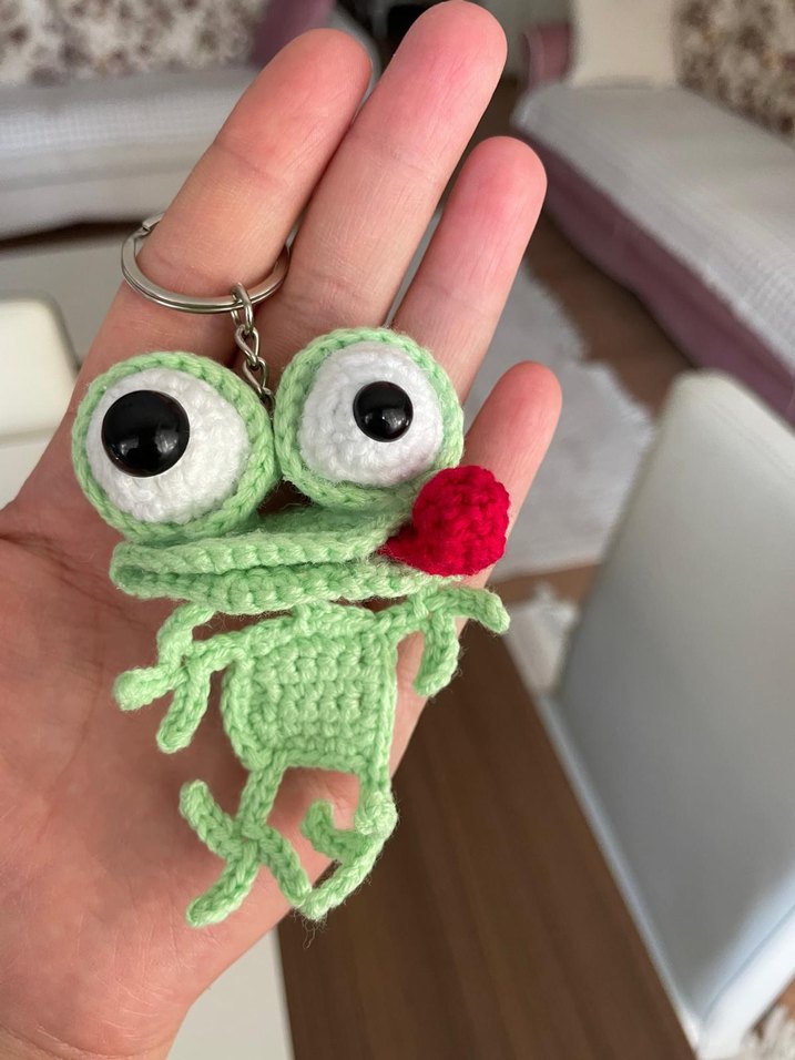 Renkli Örgü Kurbağa Anahtarlık - Görsel 2