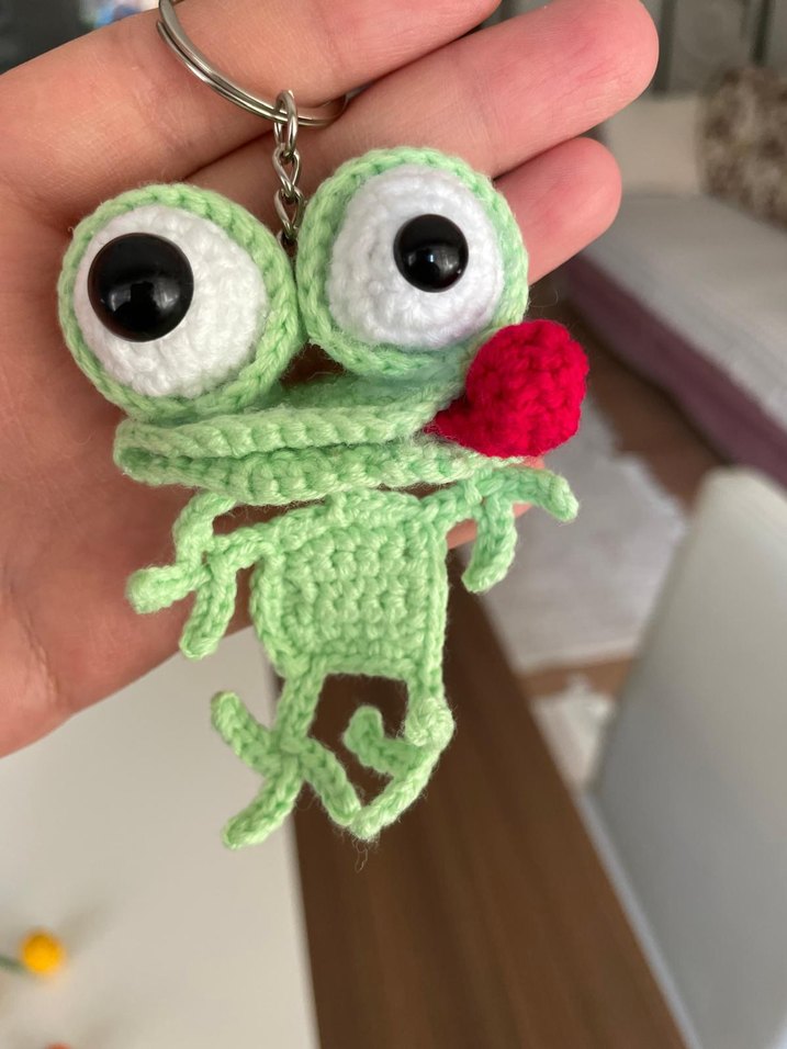 Renkli Örgü Kurbağa Anahtarlık - Görsel 4
