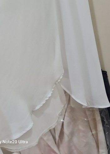 Kolsuz Beyaz Uzun A Kesim Şifon Yelek - Görsel 3