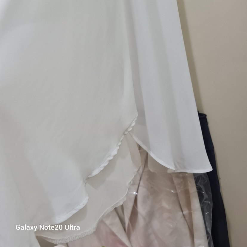 Kolsuz Beyaz Uzun A Kesim Şifon Yelek - Görsel 3