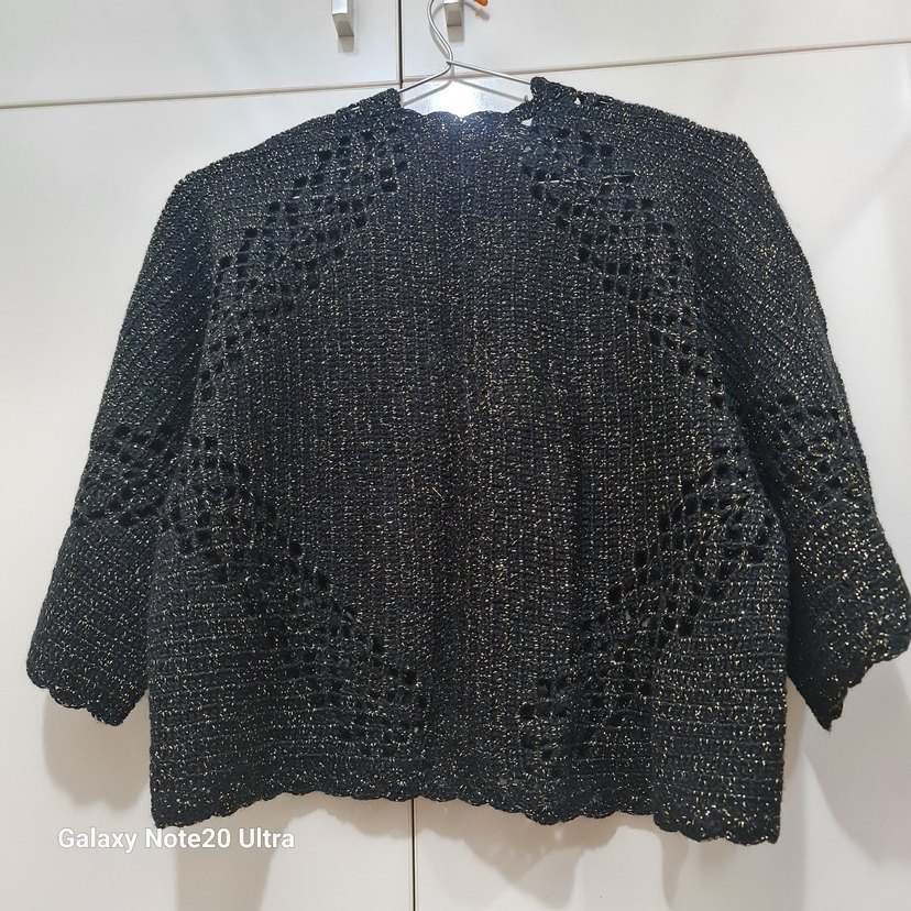 Siyah Örgü Kadın Mini Hırka - Görsel 3