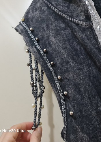 Gri  Kemerli Uzun Kadın Yelek - Görsel 2