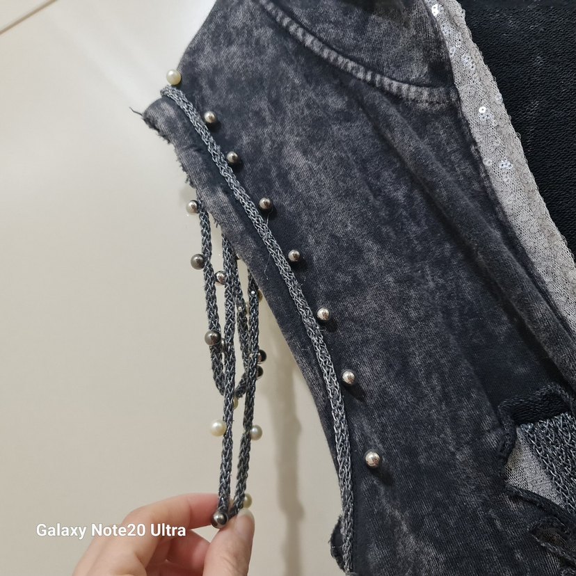 Gri  Kemerli Uzun Kadın Yelek - Görsel 2