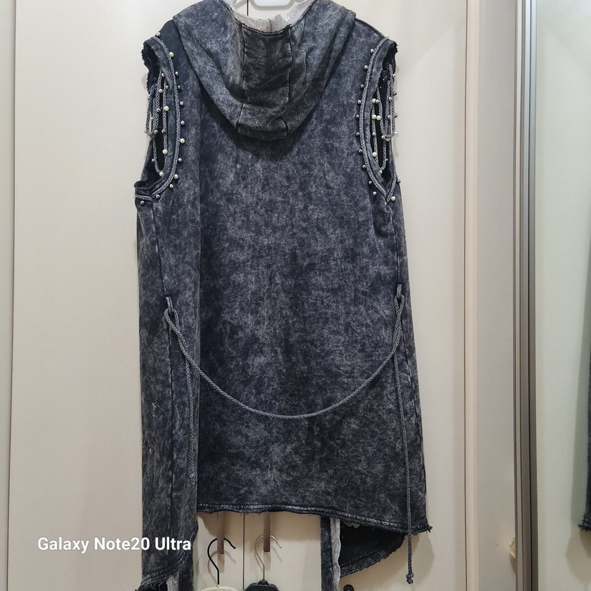 Gri  Kemerli Uzun Kadın Yelek - Görsel 4