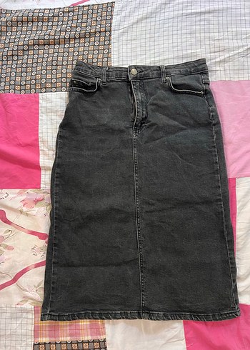Siyah Denim Midi Kalem Etek