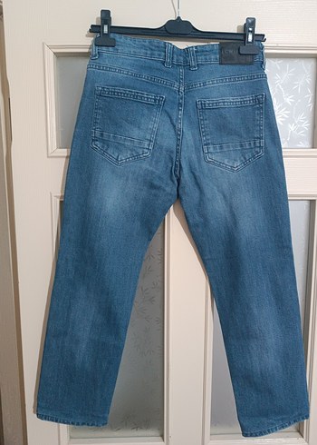 Düğmeli Mavi erkek çocuk Denim Pantolon - Görsel 3