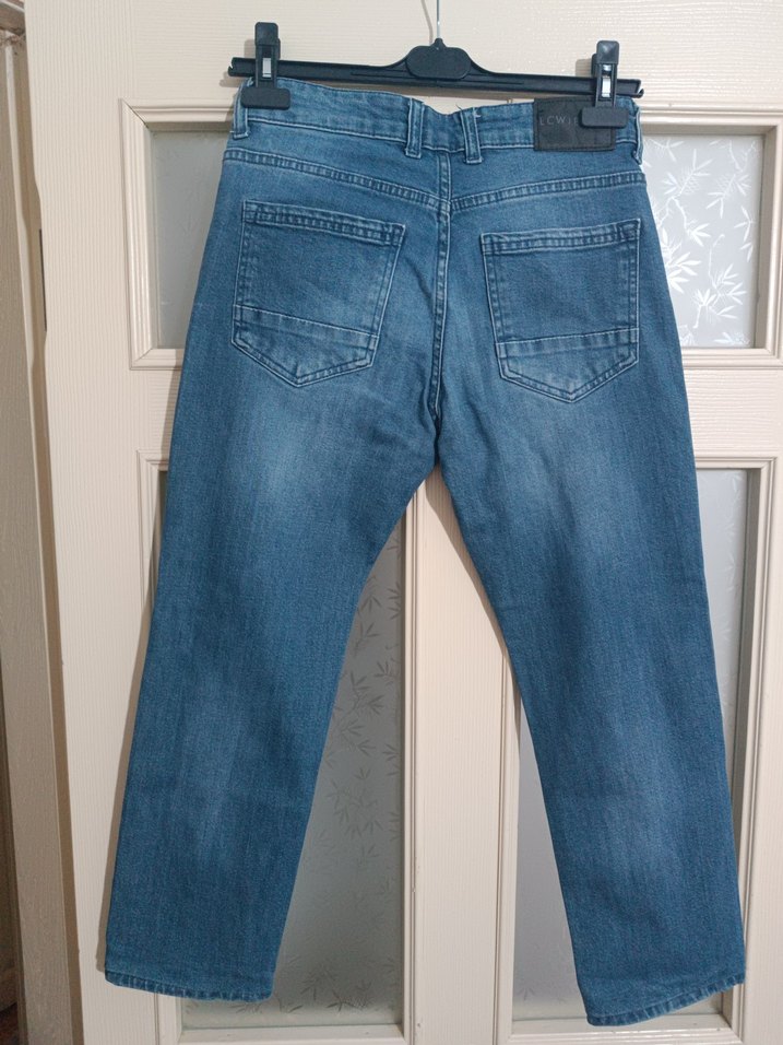 Düğmeli Mavi erkek çocuk Denim Pantolon - Görsel 3