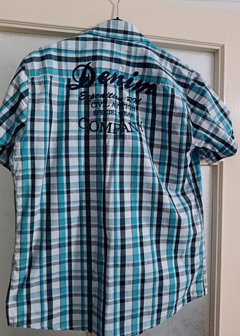 Mavi Ekose Desenli Kısa Kollu Erkek Gömlek - Görsel 2