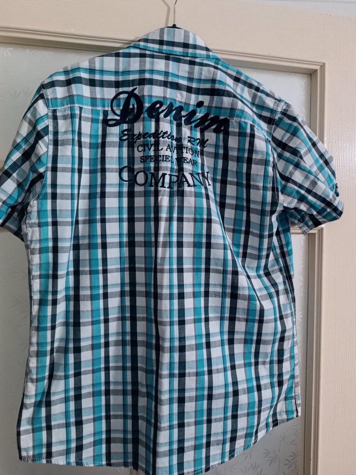 Mavi Ekose Desenli Kısa Kollu Erkek Gömlek - Görsel 2