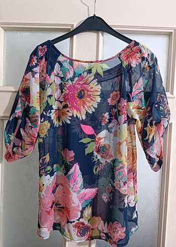 Çiçek Desenli Bohem Straplez Bluz - Görsel 3