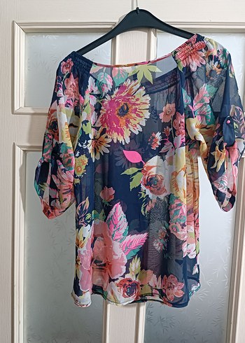 Çiçek Desenli Bohem Straplez Bluz - Görsel 2