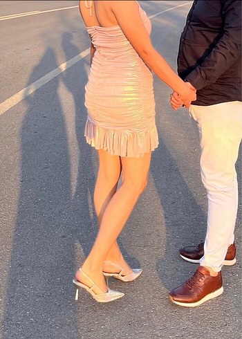 Bej Parıltılı Yılan Derisi Desenli Stiletto - Görsel 3