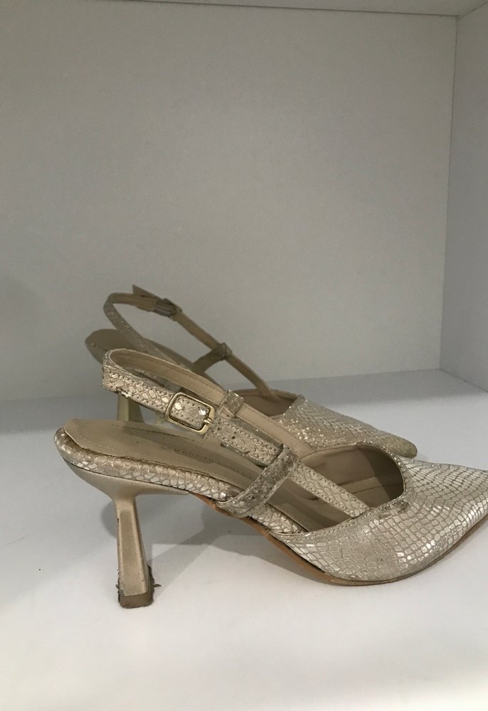 Bej Parıltılı Yılan Derisi Desenli Stiletto - Görsel 2