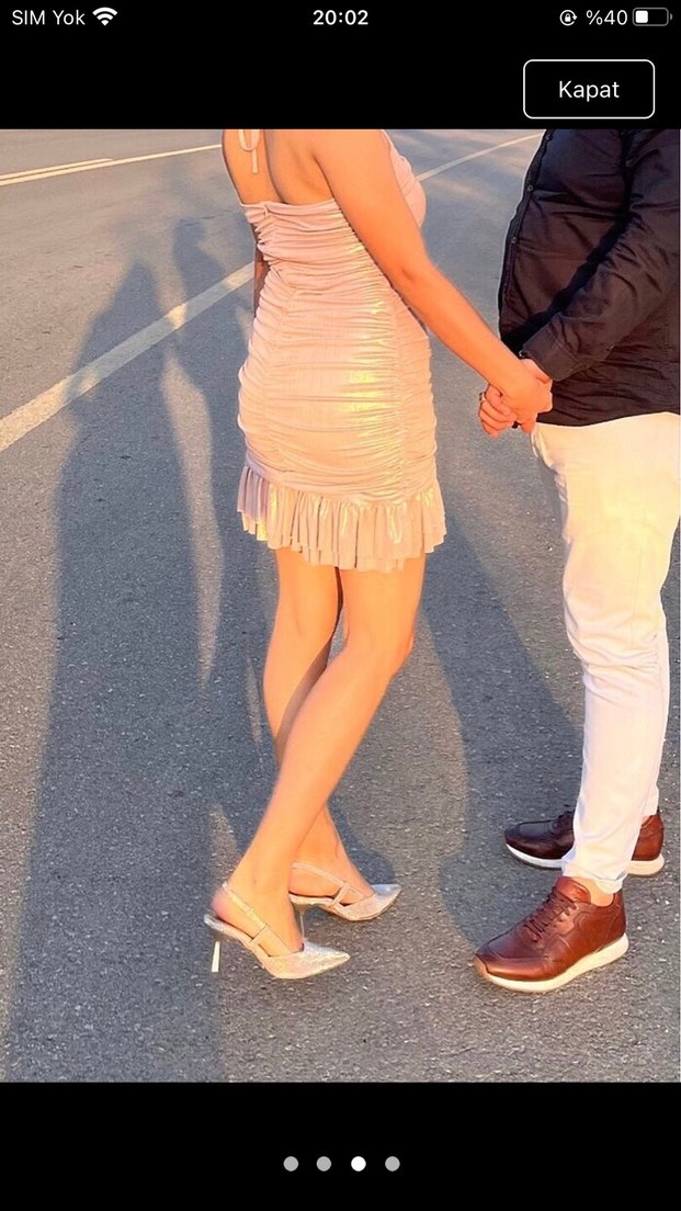 Bej Parıltılı Yılan Derisi Desenli Stiletto - Görsel 3