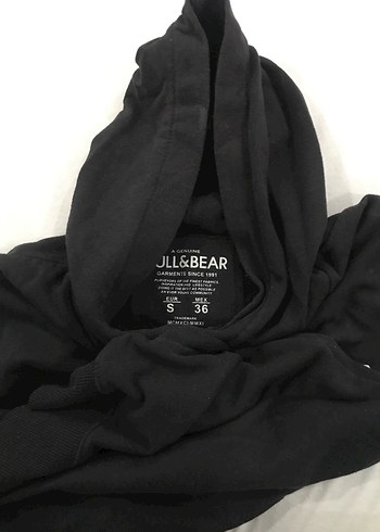 Unisex Siyah PULL&BEAR Baskılı Kapüşonlu Sweatshirt - Görsel 4