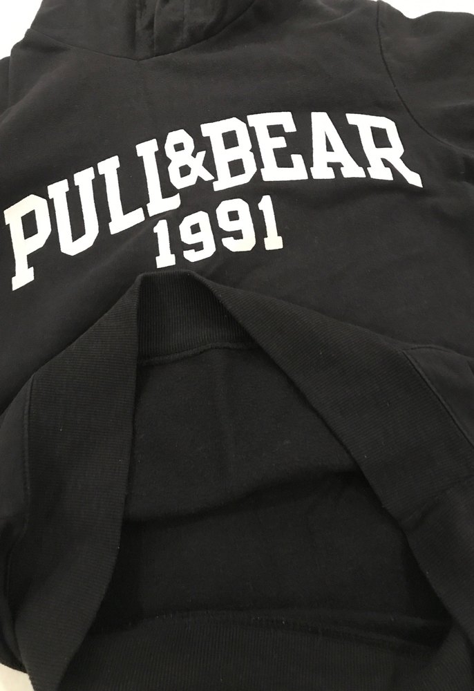 Unisex Siyah PULL&BEAR Baskılı Kapüşonlu Sweatshirt - Görsel 3