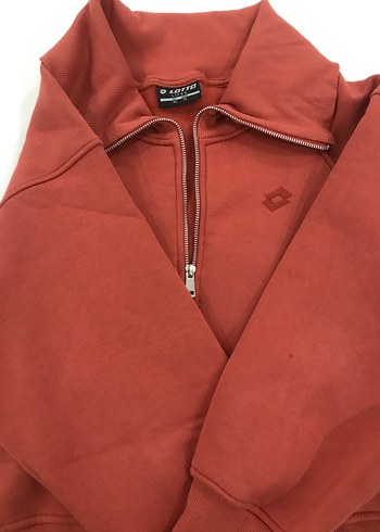 Fermuarlı, Yüksek Yakalı Kırmızı Kadın Sweatshirt - Görsel 3