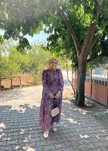 Diğer Çiçekli tesettür Uzun Elbise