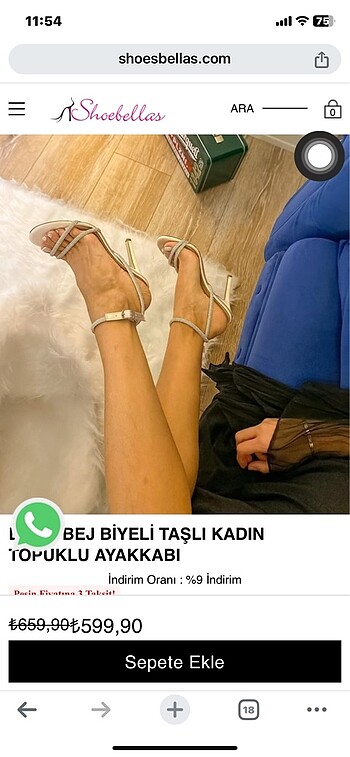 Taşlı Bağlamalı Topuklu Ayakkabı