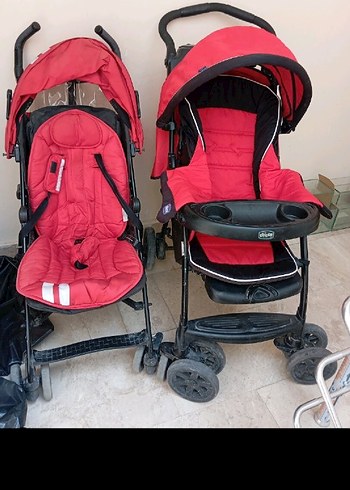 Kırmızı Bebek Arabası Seti