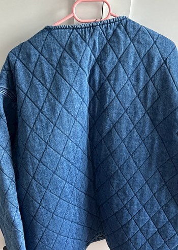 m Beden mavi Renk Düğmeli Mavi Kadın Denim Ceket