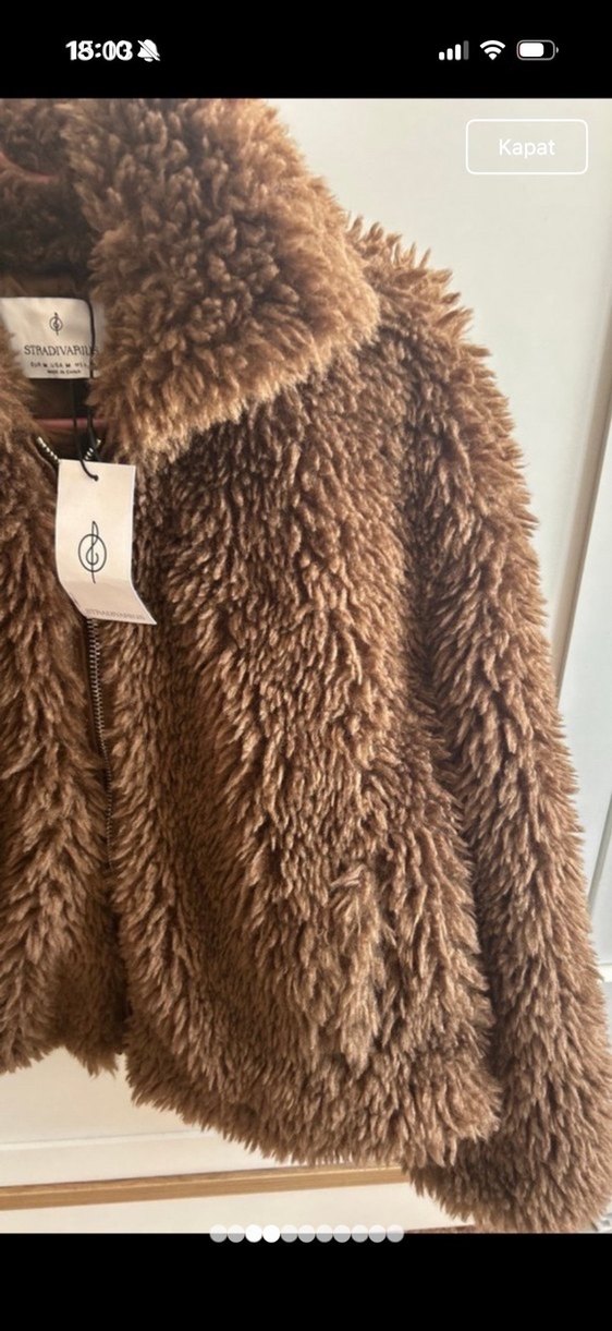 Kahverengi Midi Peluş Kadın Mont - Görsel 2