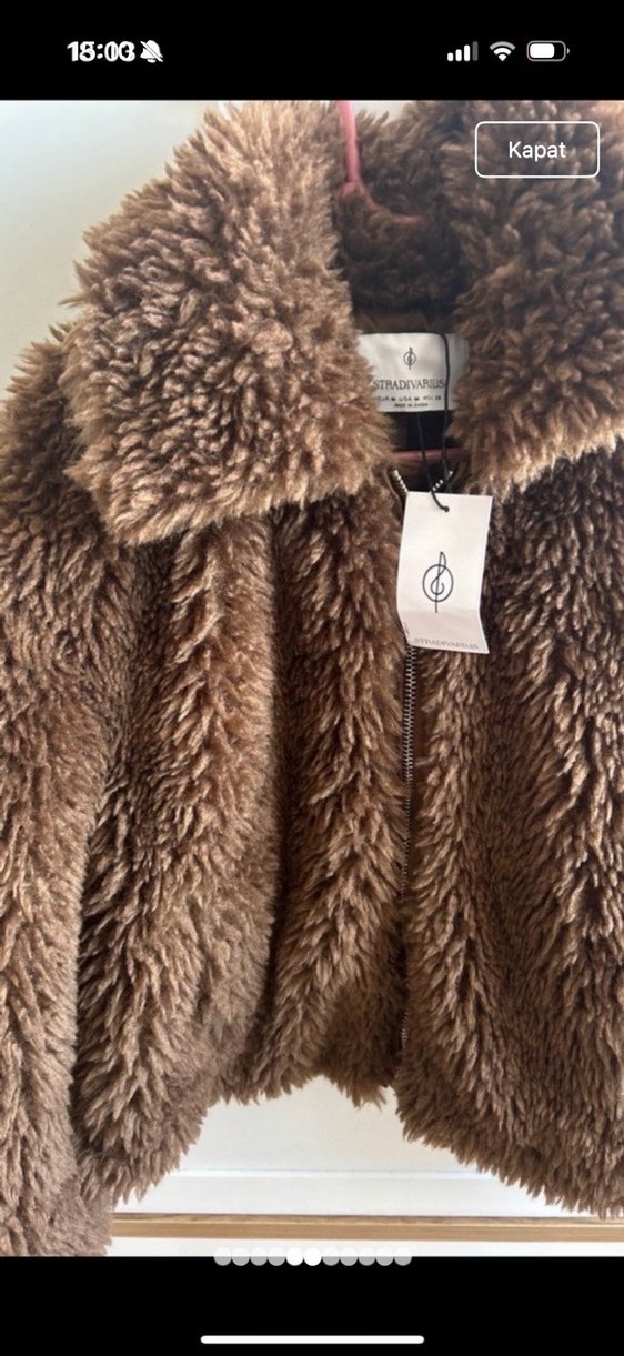 Kahverengi Midi Peluş Kadın Mont - Görsel 3